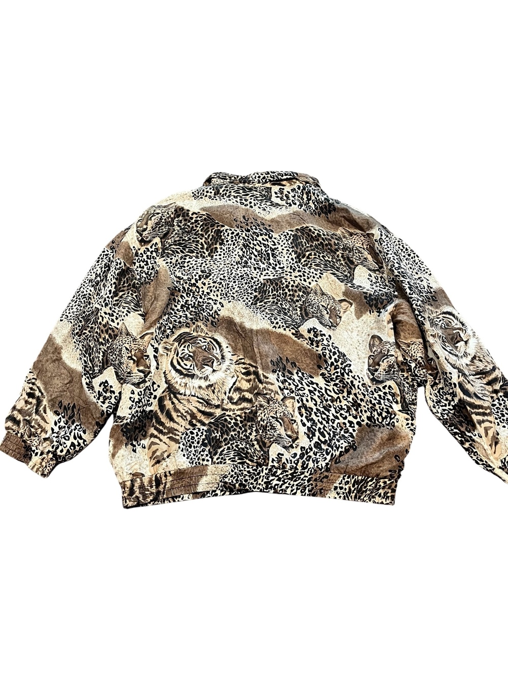 FU DA International Cheetah animal print 100% silk zip bomber jacket plus size - Picture 5 of 5